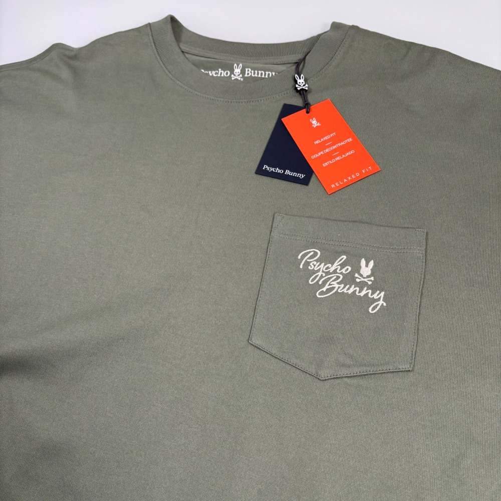 Psycho Bunny Mens XXL Sea Spray Green Relaxed Fit Pocket Tee NEW Pima Cotton‎